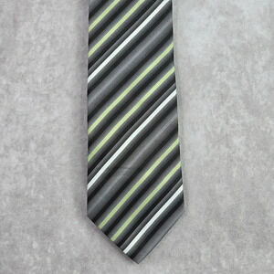 Van Heusen Black Gray Green‎ Stripe Geometric Executive Neck Tie Men's